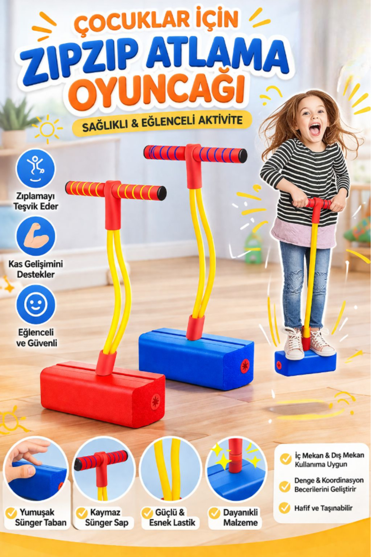 TUMU LIFE Çocuklar Için Atlama Zıplama Oyuncağı Boy Uzatıcı Eğitici Fiziksel Ve Zihinsel Geliştirici Spor Oyun