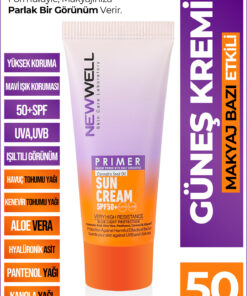 New Well Makyaj Bazı Güneş Kremi 50 SPF+ Aydınlatıcı Etkili Primer Sunscreen 50 ML