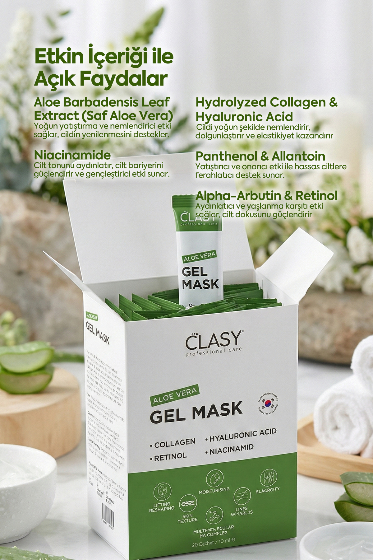 Clasy Care Aloevera Gel Mask - Gençleştirici Jel Maske - Görsel 3