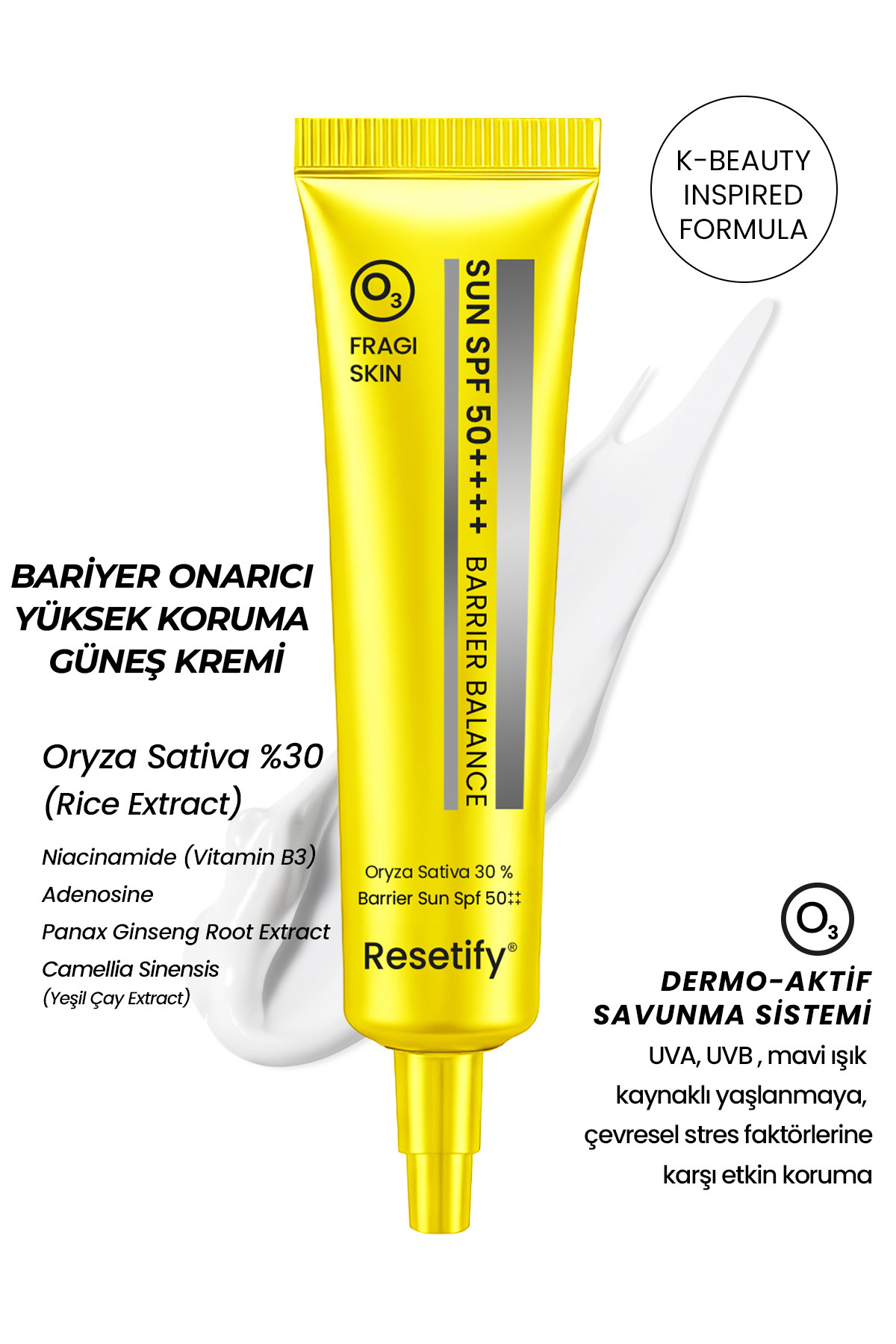RESETIFY Barrier Balance Sun SPF50 Güneş Kremi 40 ML (Oryza Sativa )