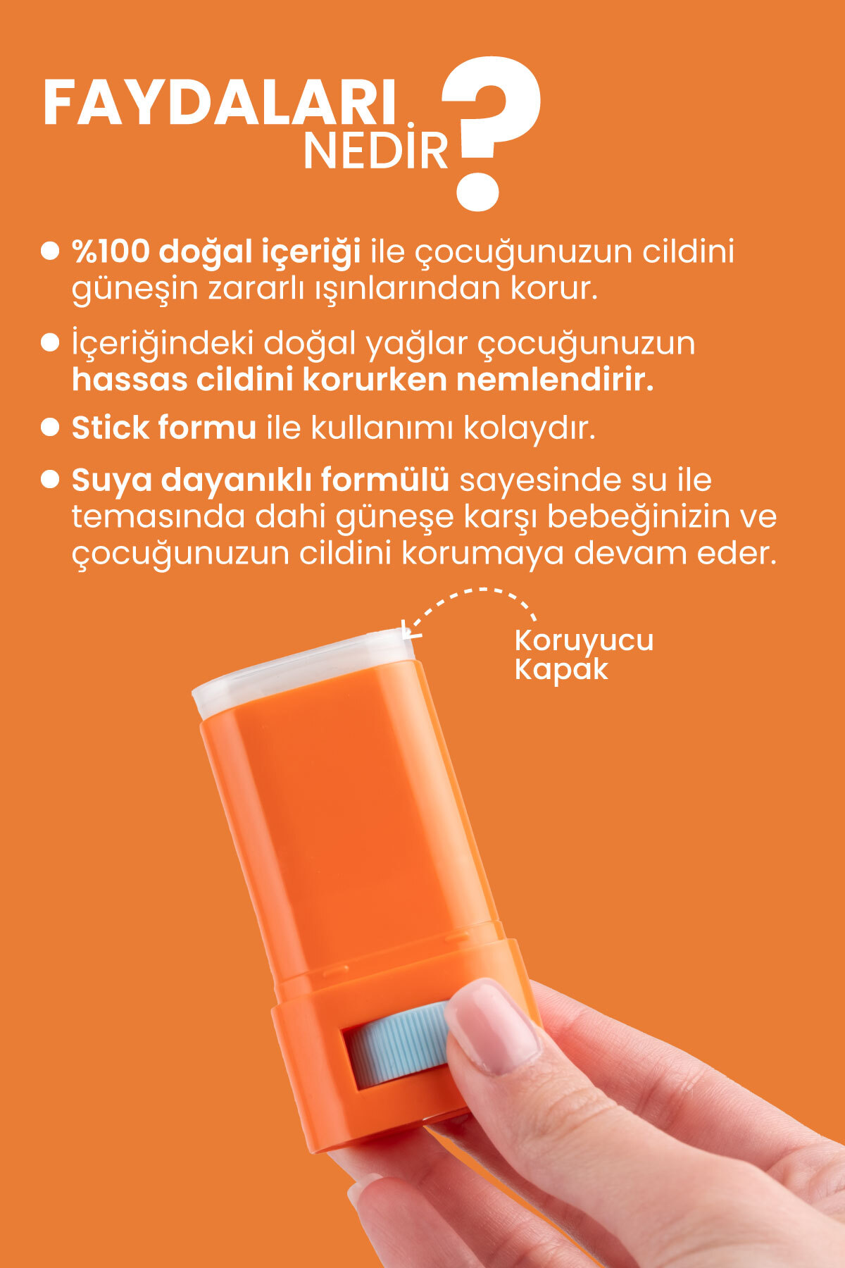 Bade Natural 50 SPF Ton Eşitleyici Pembe Güneş Koruyucu Stick 16g & 50 SPF Çocuk Güneş Koruyucu Stick 16g - Görsel 3