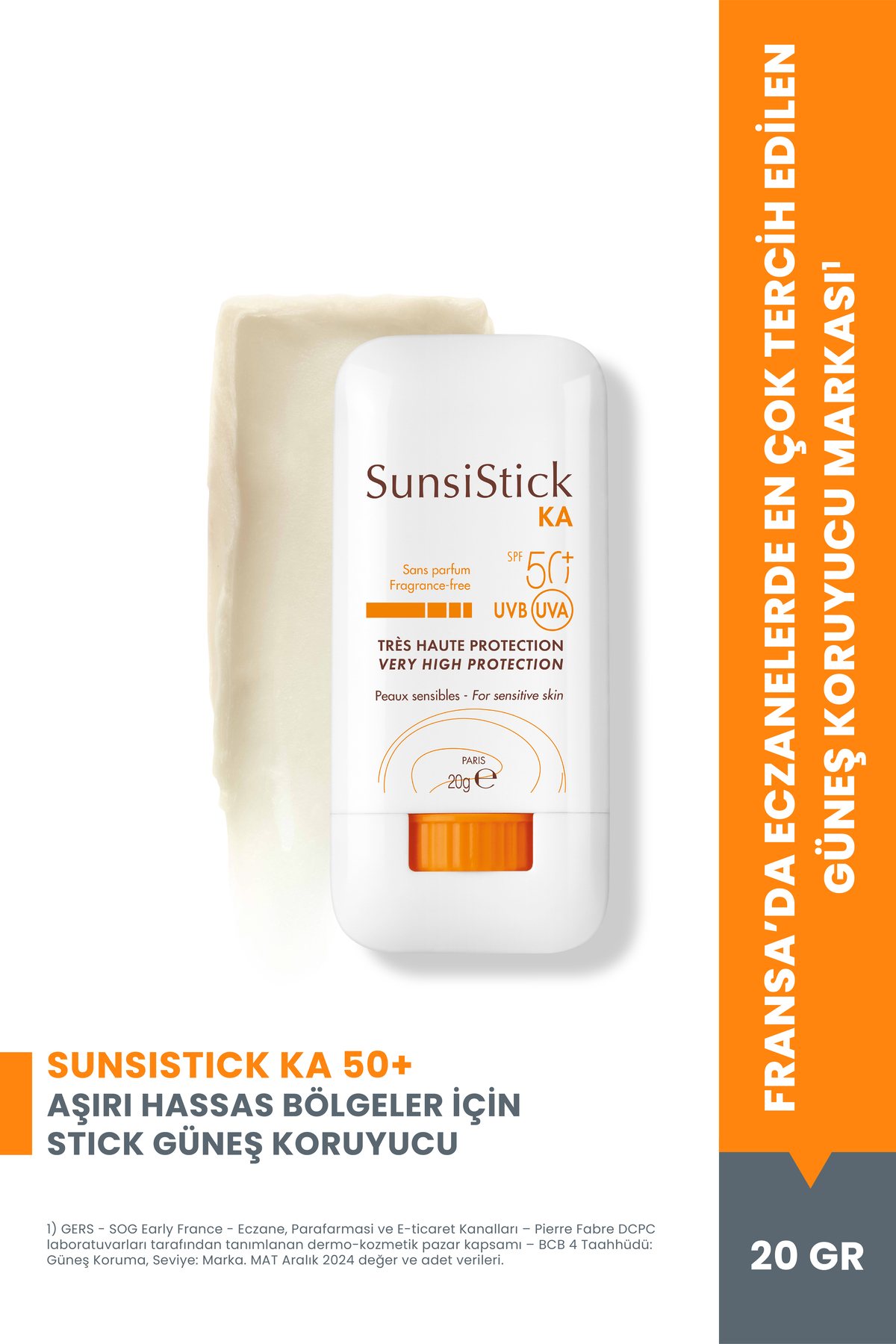 Avene SunsiStick KA SPF 50+ Aşırı Hassas Bölgeler İçin Güneşten Koruyucu Stick 20 gr