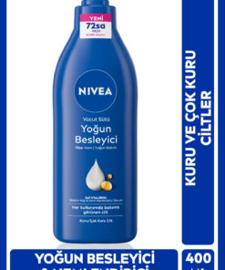 NIVEA Yoğun Besleyici Vücut Sütü 400 ml, 72 Saat Nemlendirici,Hızlı Emilir,Badem Yağı,Kuru Cilt