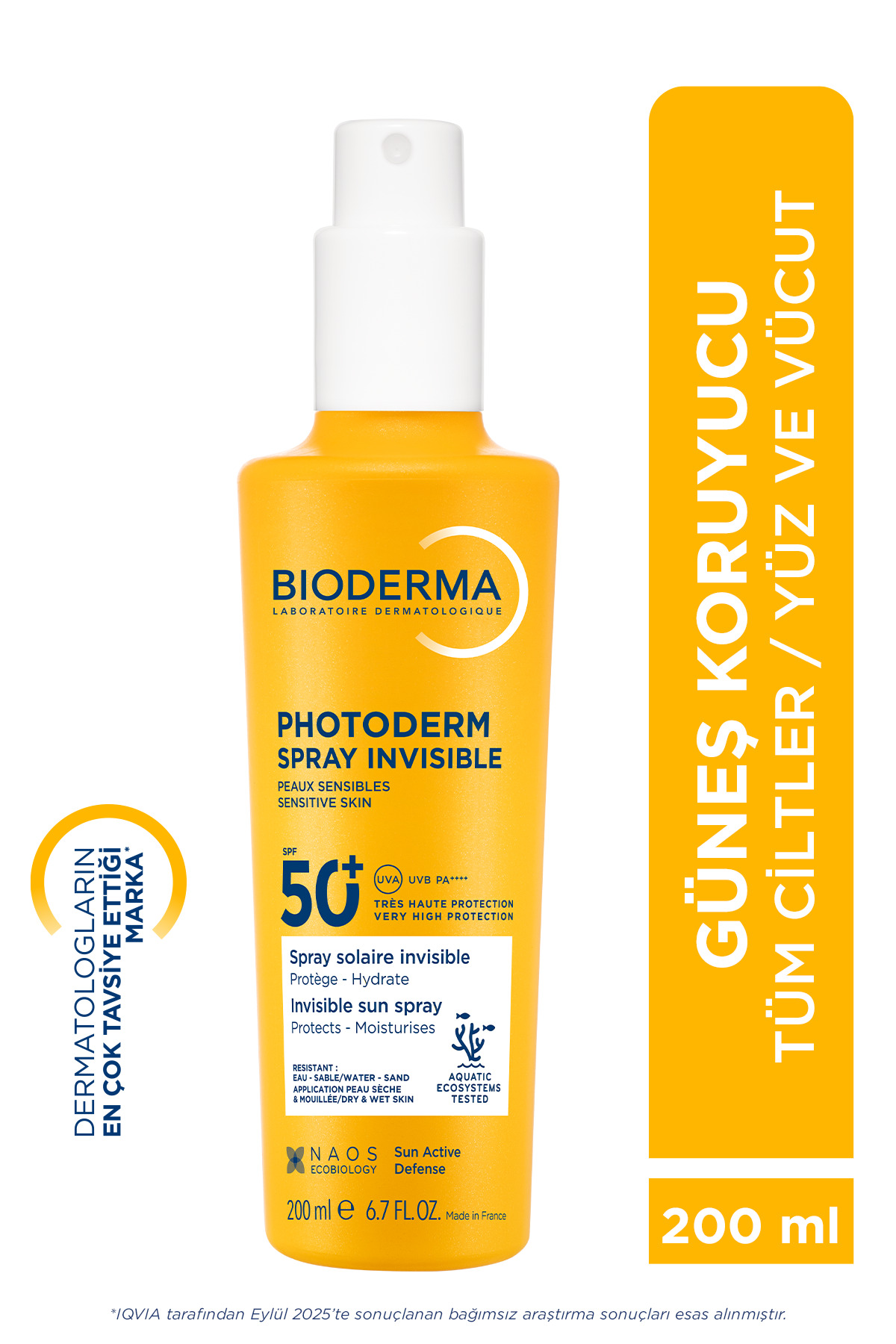 Bioderma Photoderm Spray SPF50+ Tüm Aile Yüz ve Vücut Sprey Formda Şeffaf Güneş Kremi 200 ML