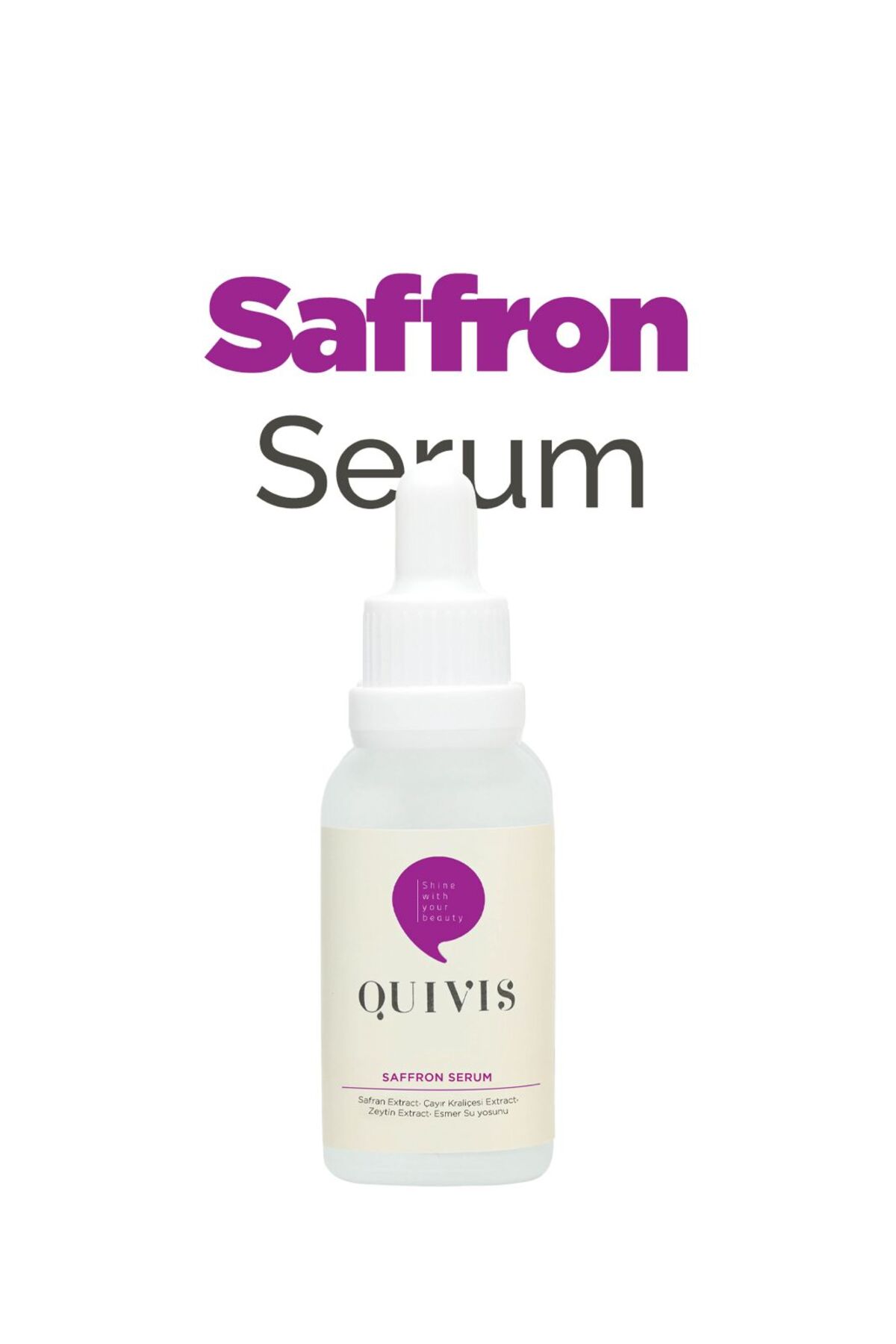 Quivis Çayır Gülü Özlü 3 Etkili Serum: Nemlendirici, Ton Eşitleyici & Canlandırıcı Safran Serum 30ml