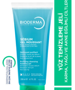 Bioderma Sebium Foaming Gel Karma, Yağlı ve Akne Eğilimli Ciltler İçin Yüz ve Vücut Temizleme Jeli 200 ml