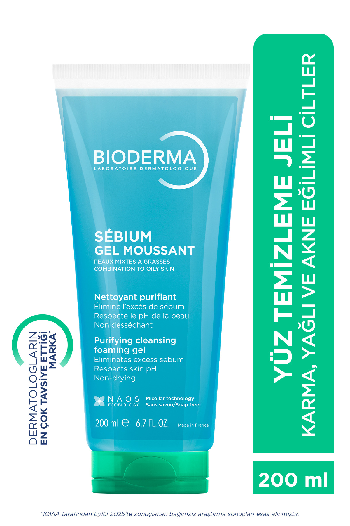Bioderma Sebium Foaming Gel Karma, Yağlı ve Akne Eğilimli Ciltler İçin Yüz ve Vücut Temizleme Jeli 200 ml