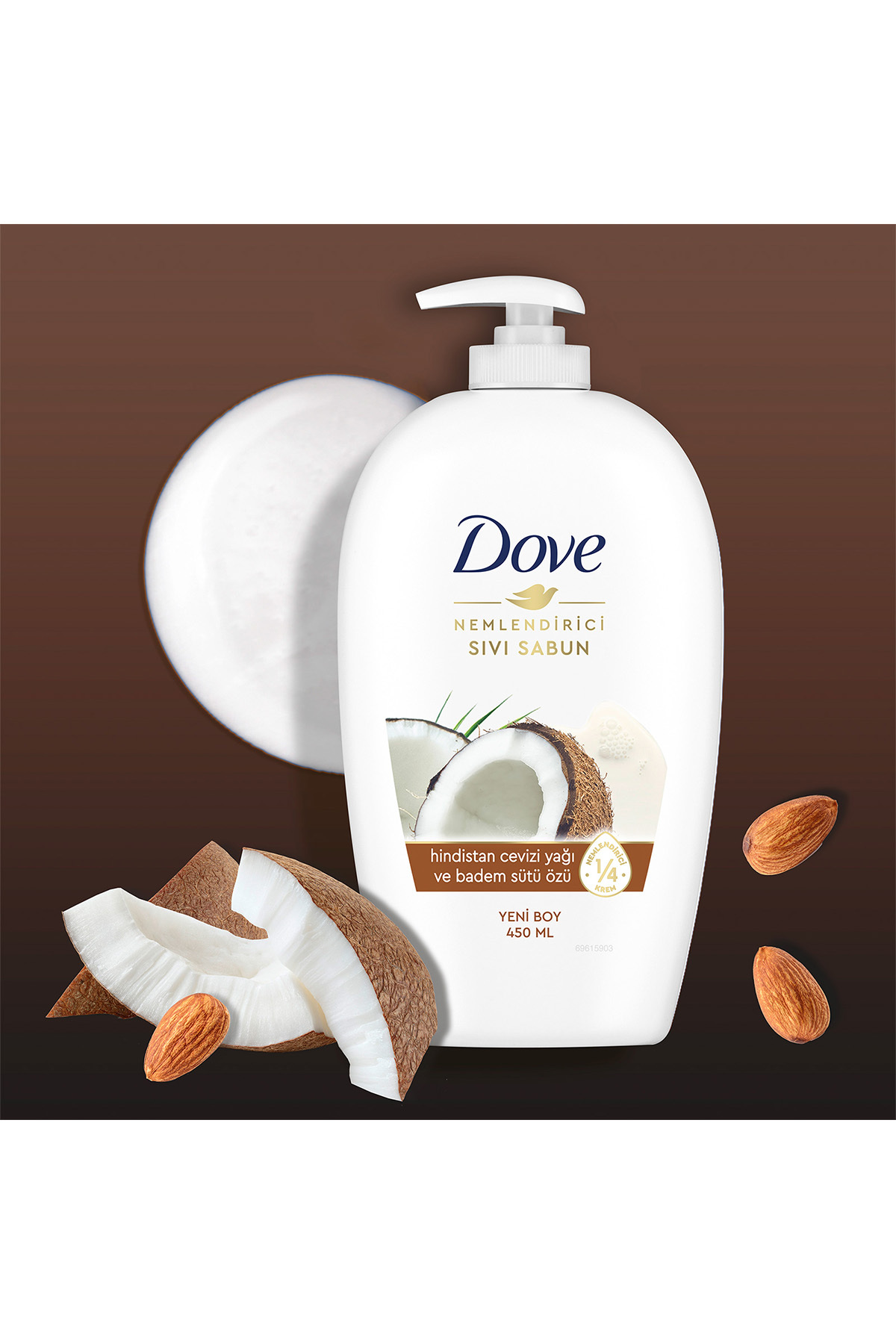 Dove Nemlendirici Sıvı Sabun Hindistan Cevizi Yağı ve Badem Sütü Özü 450 ml x3 Adet - Görsel 3