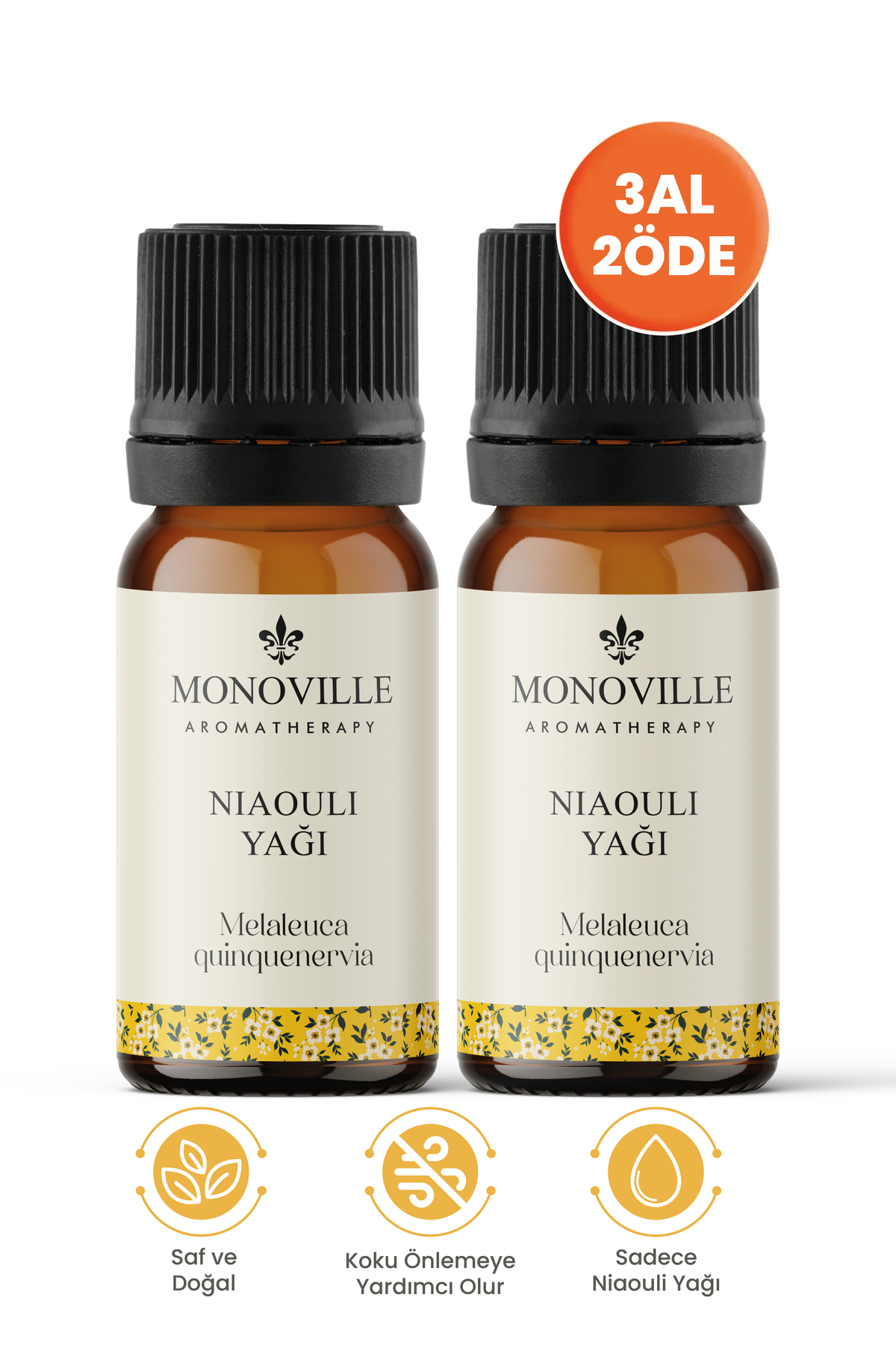 Monoville Nioli Uçucu Yağı 2'li Set Saf ve Doğal (Niaouli Essential Oil) 2x10 ml