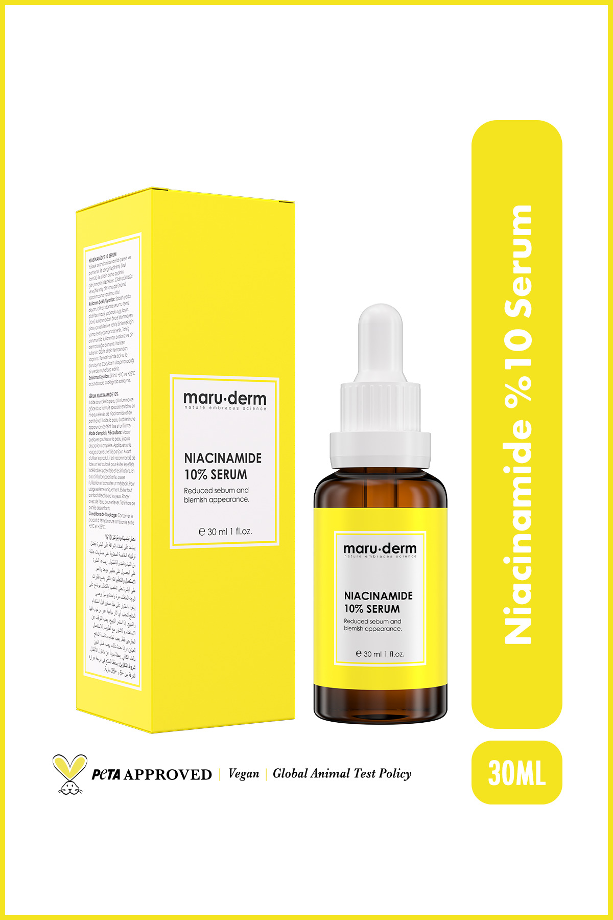 Maru.Derm Niacinamide + Hyalüronik Asit + Panthenol Cilt Bakım Serumu 30 ML