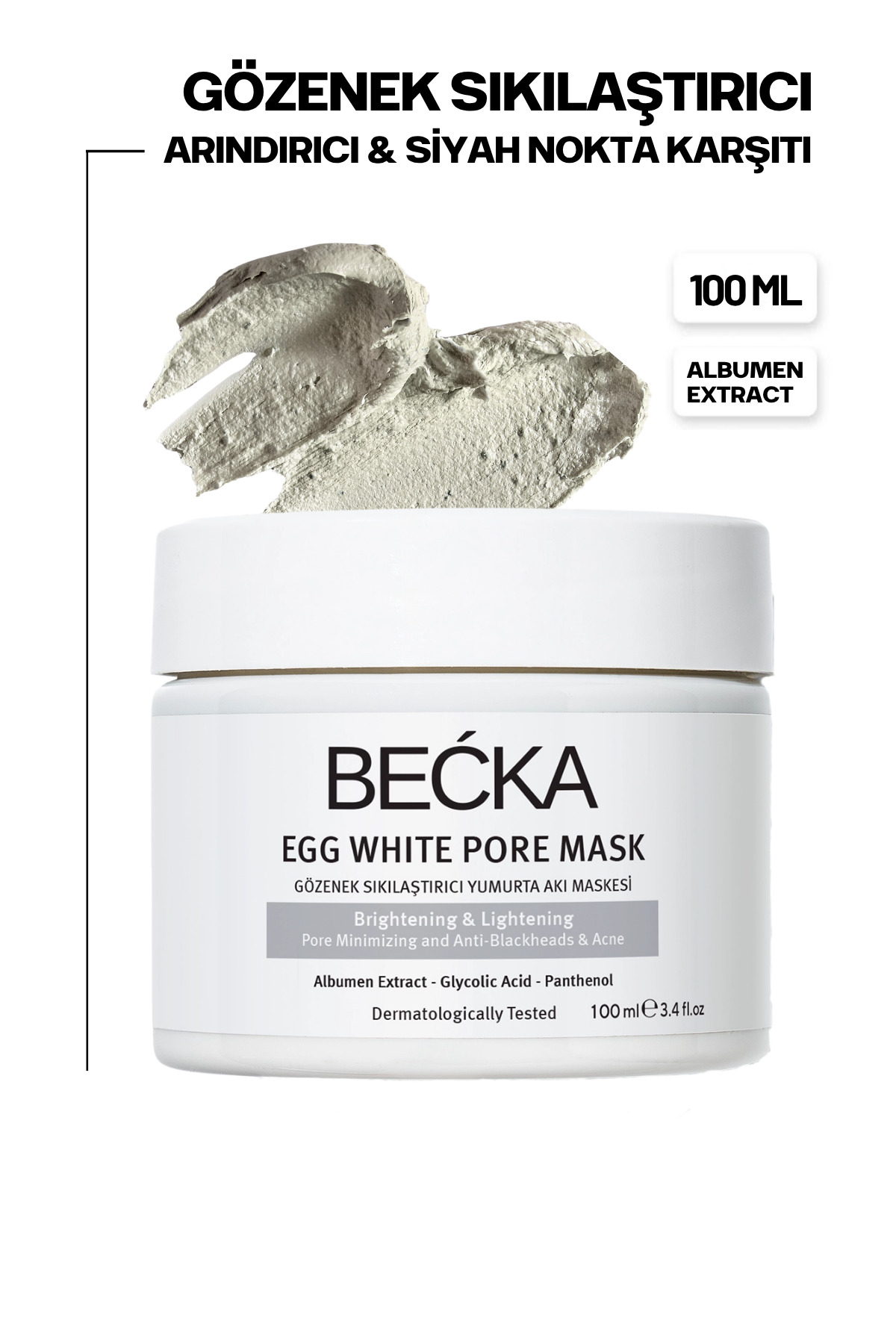 BECKA Gözenek Sıkılaştırıcı Yumurta Akı Maskesi - Siyah Nokta Karşıtı Egg White Port Mask 100 ml
