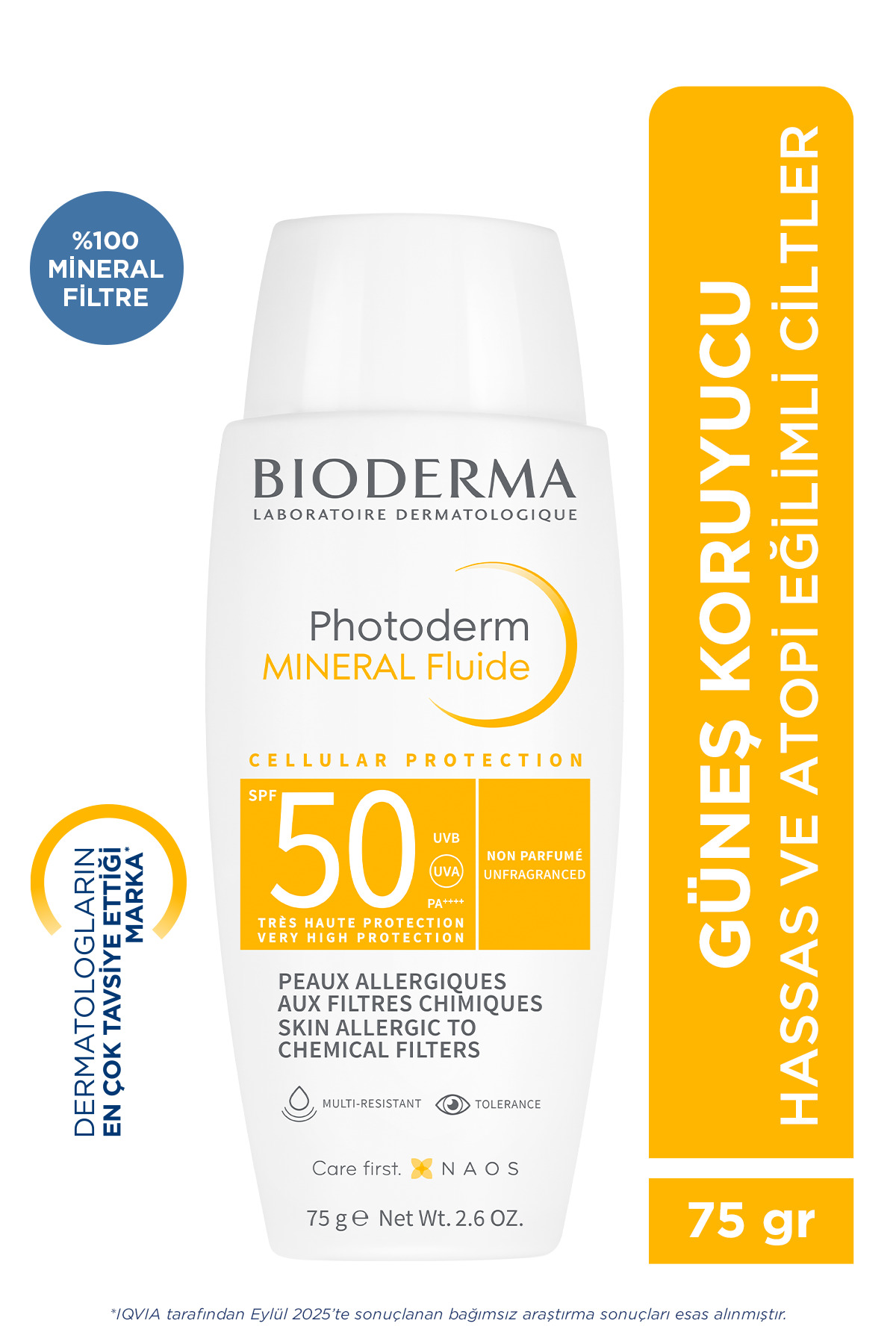 Bioderma Photoderm Mineral Fluid SPF50+ Çok Yüksek Korumalı Hassas & Tüm Ciltler İçin Güneş Kremi 75 Gr