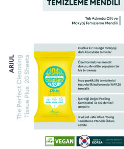 Ariul The Perfect Cleansing Tissue Plus 20 Adet - Tek Adımda Cilt ve Makyaj Temizleme Mendili