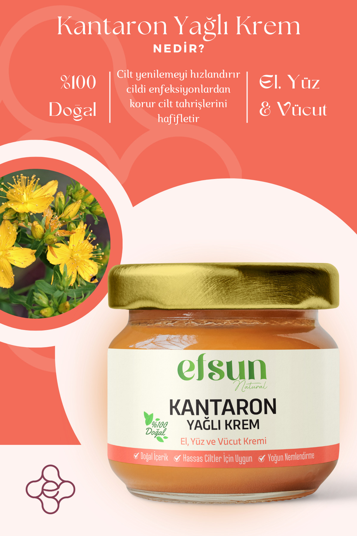 Efsun Natural Kantaron Yağlı Bakım Kremi 0 Doğal Akne Ve Leke Karşıtı Nemlendirici Onarıcı Natural 29ml - Görsel 3