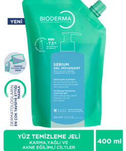 Bioderma Sebium Foaming Gel Refill Yağlı ve Akne Eğilimli Ciltler, Temizleme Jeli Yeniden Dolum Paketi 400ml
