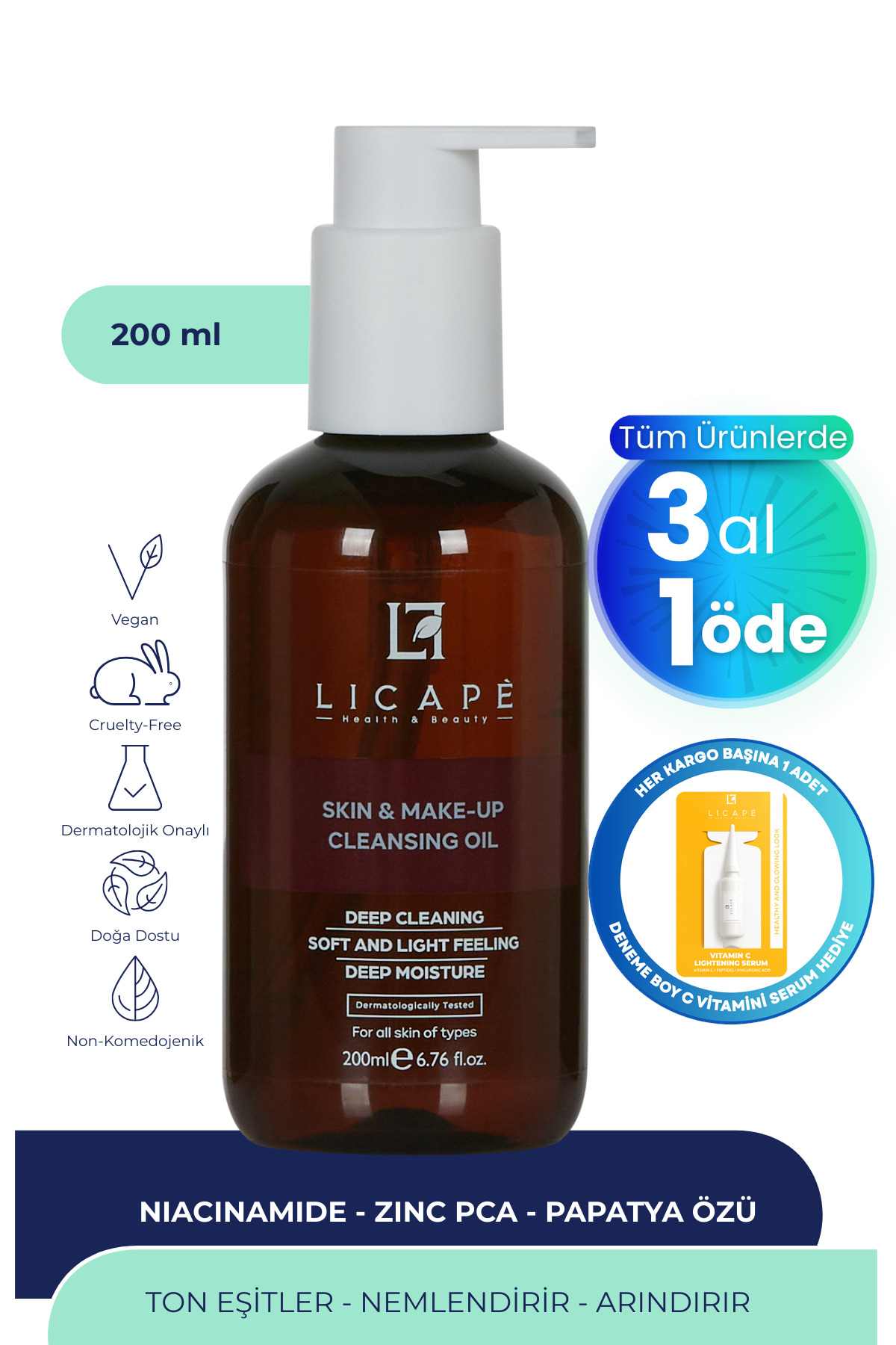 Licape İki Aşamalı Cilt Ve Makyaj Temizleme Yağı 200 ml