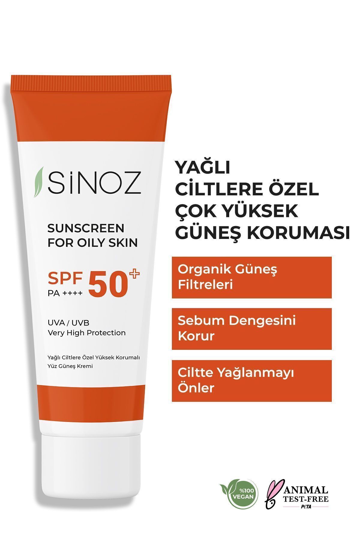 Sinoz Spf 50 Sebum Dengeleyici Aydınlatıcı Yüksek Koruma Yüz Güneş Kremi 50 ml Karma Yağlı Ciltler Için - Görsel 3