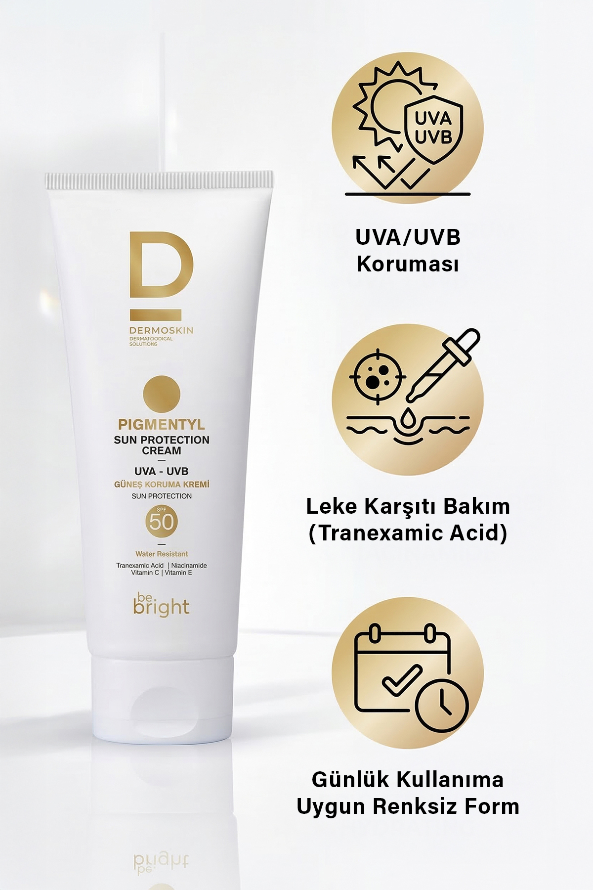 Dermoskin 2'li Be Bright Pigmentyl SPF 50+ | UVA & UVB Koruyucu | Leke Karşıtı Güneş Kremi | 75+75 ml - Görsel 3