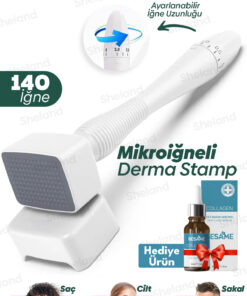 Sheland Dermastamp 140 Titanyum İğneli , Collagen Serum - Ayarlanabilir 10 İğne 0.25 mm - 3.00 mm