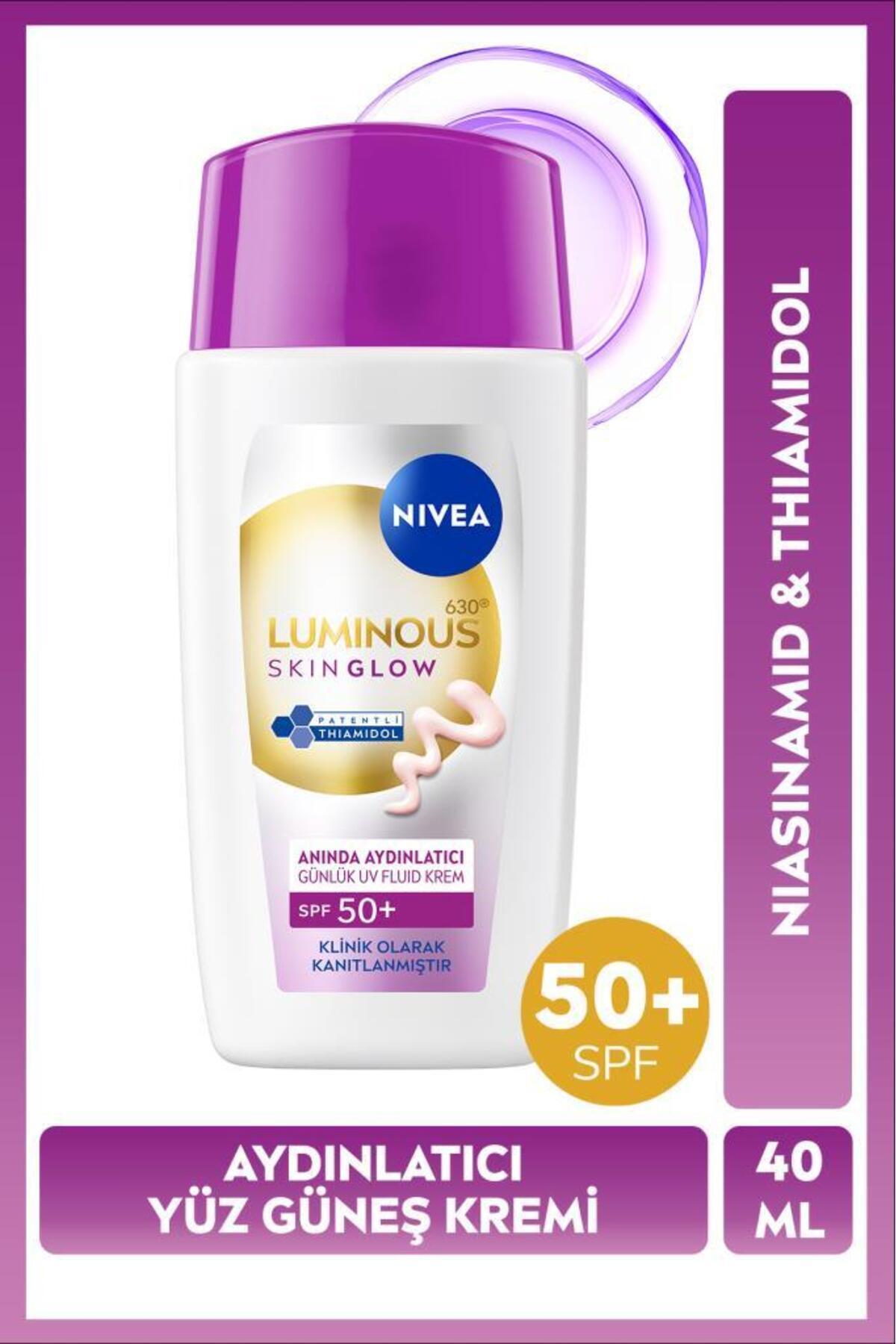 NIVEA SPF50+ Luminous630 Skin Glow Aydınlatıcı Yüz Güneş Kremi 40ml, Nemlendirici, Niasinamid, Thiamidol