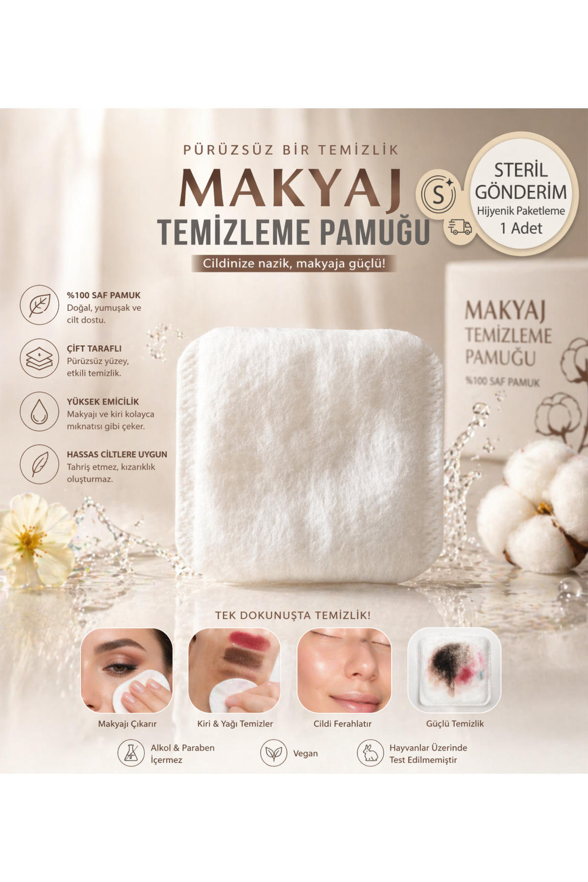 Palo Santo 0 Saf Premium Makyaj Temizleme Pamuğu 1 Adet