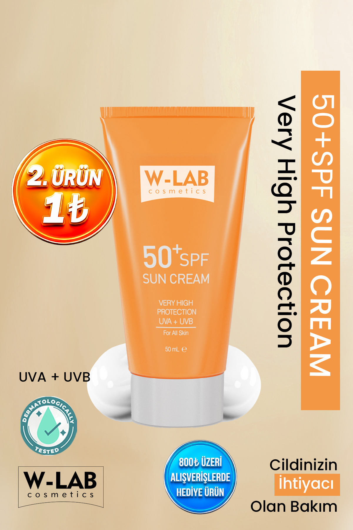 W-Lab Cosmetics Koruyucu 50+Spf Güneş Kremi 50 ml
