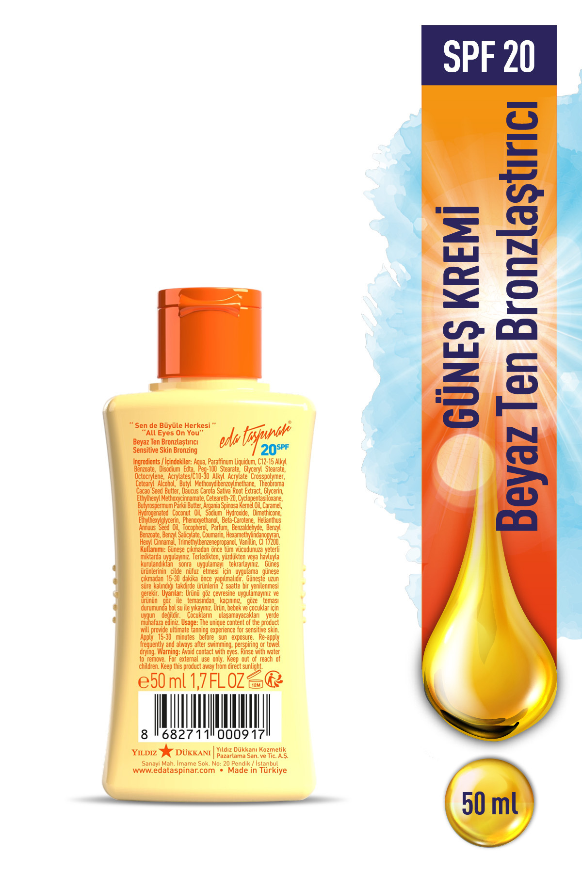 Eda Taşpınar Mini Boy Beyaz Ten Bronzlaştırıcı SPF 20 – Açık Tenler İçin Koruma 50 ml x 2 ADET - Görsel 3