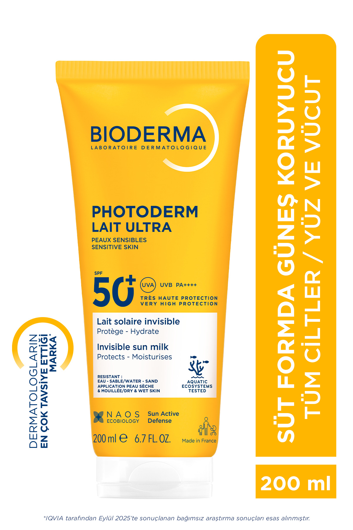 Bioderma Photoderm Lait Ultra SPF50+ Tüm Ciltler İçin Yüksek Korumalı için Süt Formda Güneş Kremi 200 ML