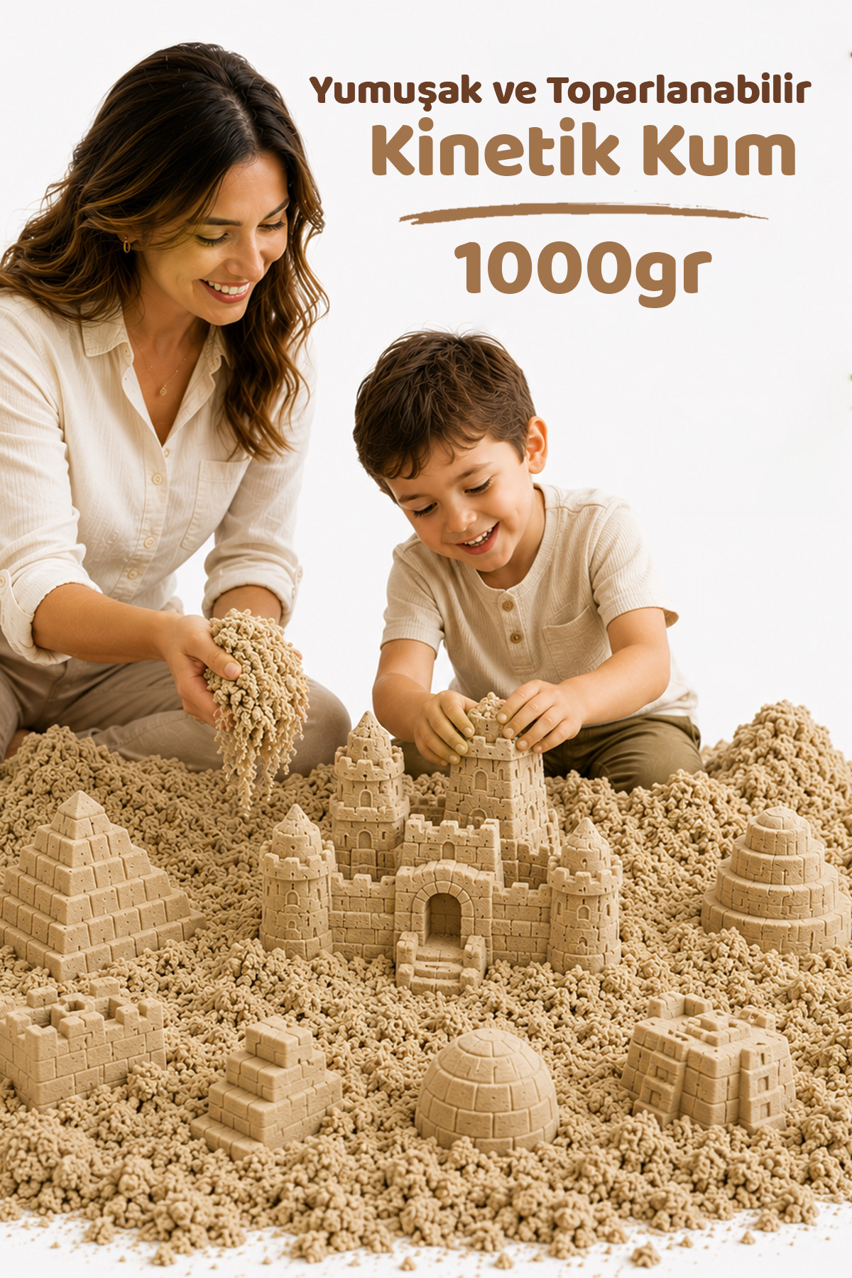 Heroes 1 Kg Natural Kinetik Kum (Natural) - Akışkan ve Dağılmayan Eğitici Oyun Kumu Standart Paket