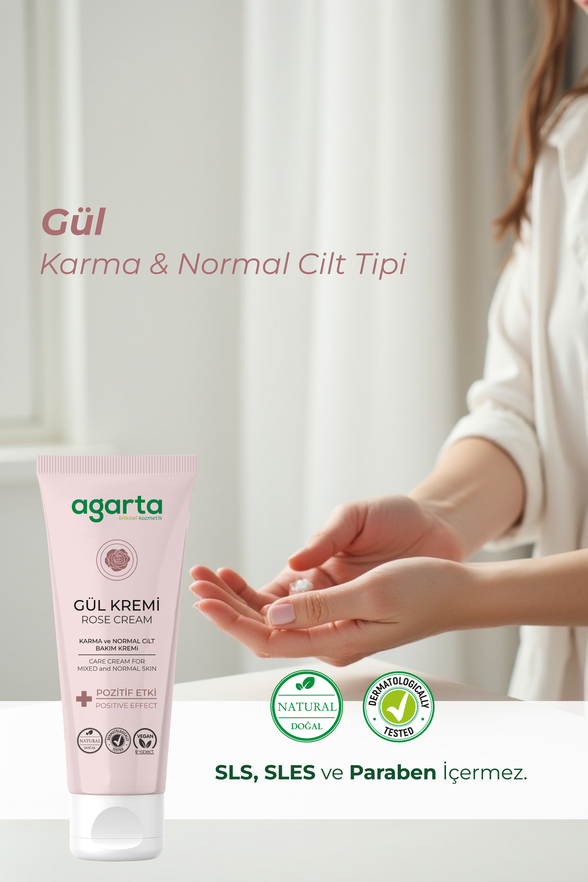 Agarta Doğal Gül Aromalı Nemlendirici El Ve Vücut Bakım Kremi 75 ml - Görsel 3