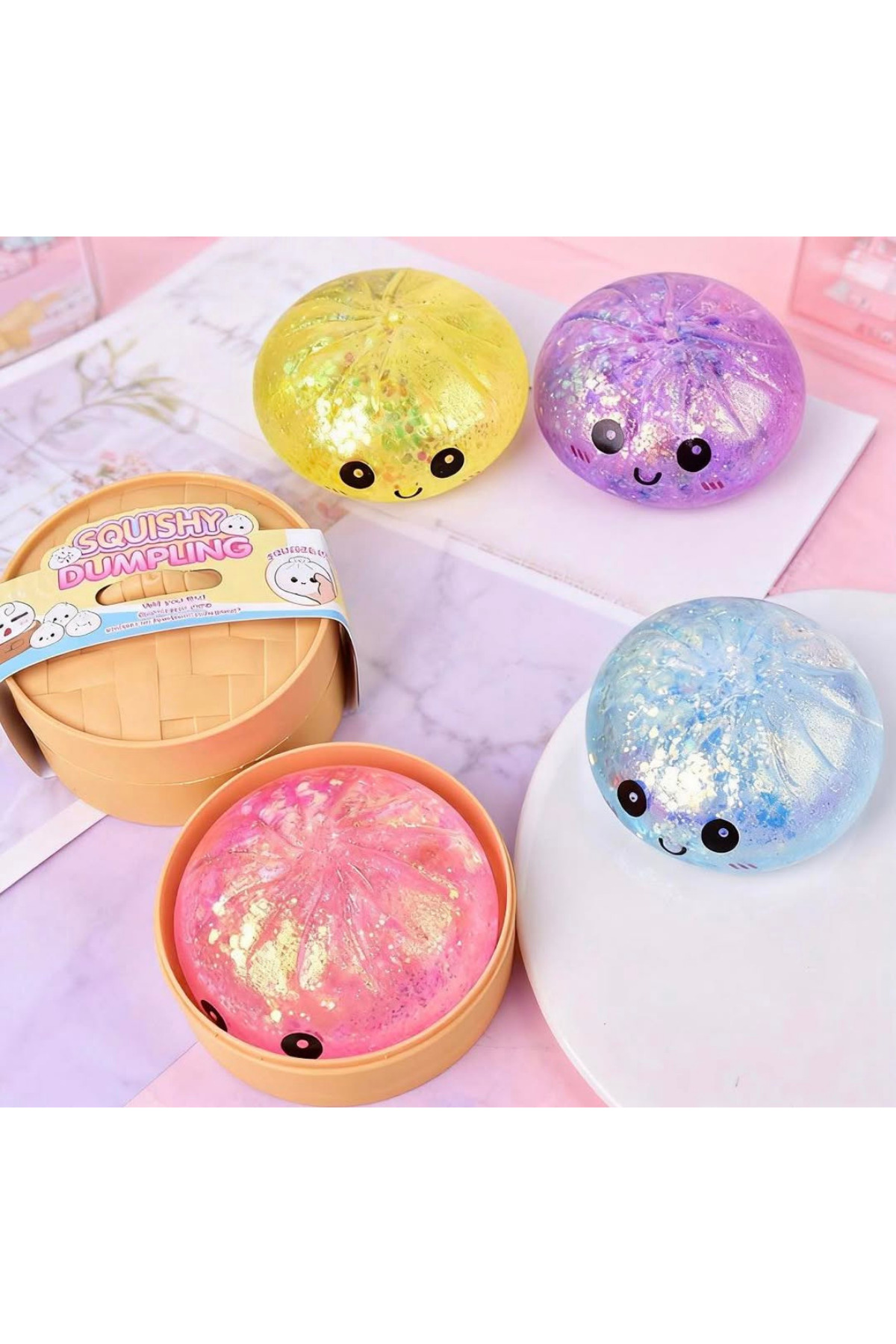 UĞURDAN Çin Mantısı Dumpling Squishy Sürpriz Renkli -Dev Rainbow Mystery Squishy Bun - Viral Figür
