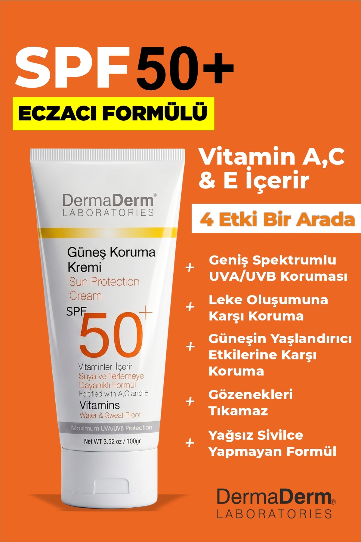 DermaDerm Güneş Kremi SPF 50+ Yüksek Korumalı 100 ml (3 Adet) - Görsel 3