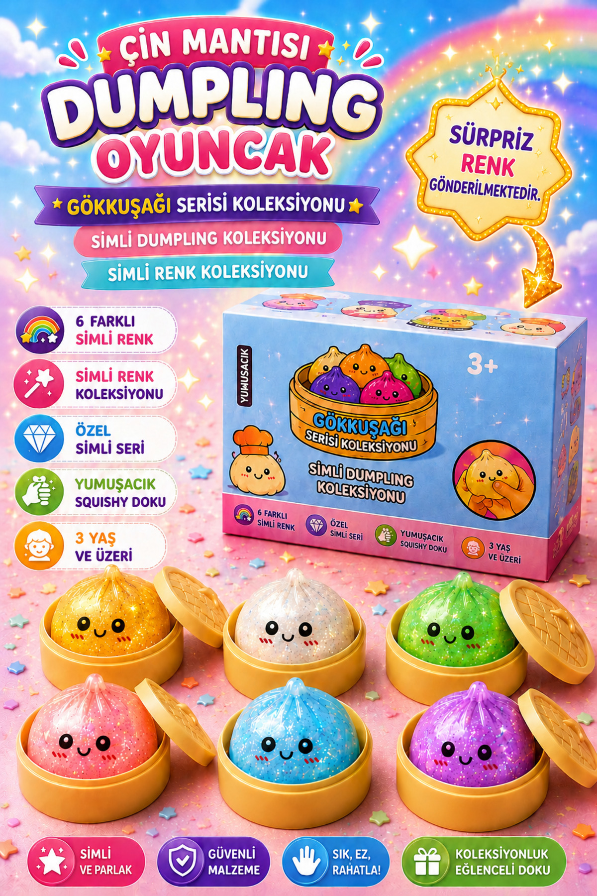 HAK İŞ OYUNCAK Çin Mantısı Dumpling Simli Renk Koleksiyon Oyuncak