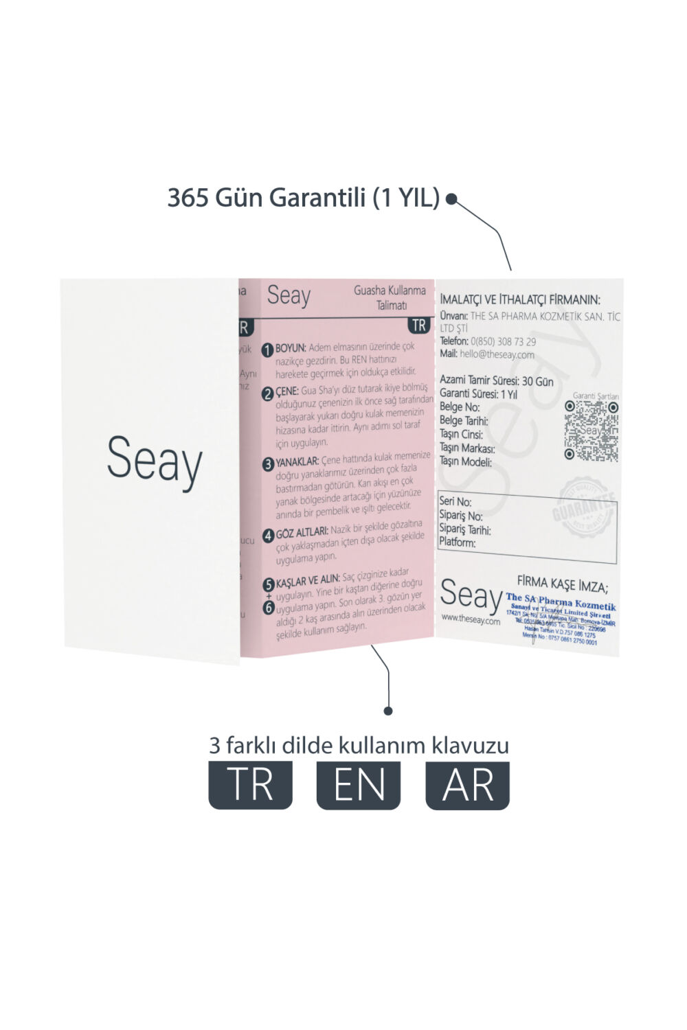 Seay Pembe Kuvars Taşı Gua Sha Yüz Masaj Aleti Değerli Doğal Taş Sertifikalı - Görsel 3