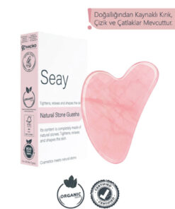 Seay Pembe Kuvars Taşı Gua Sha Yüz Masaj Aleti Değerli Doğal Taş Sertifikalı