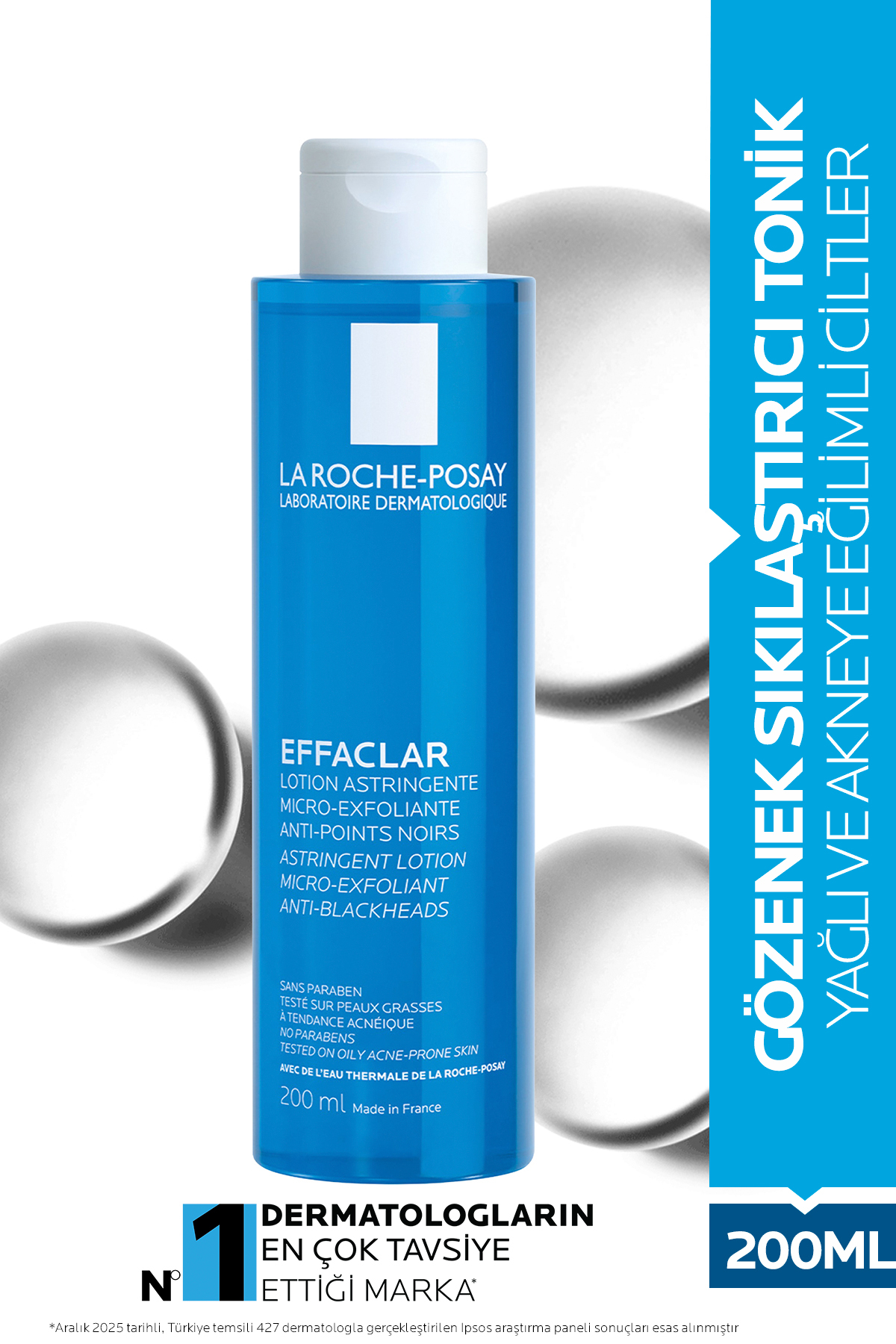 La Roche Posay Effaclar Yağlı Ciltler İçin Salisilik Asit İçeren Siyah Nokta ve Gözenek Sıkılaştırıcı Tonik 200 ml