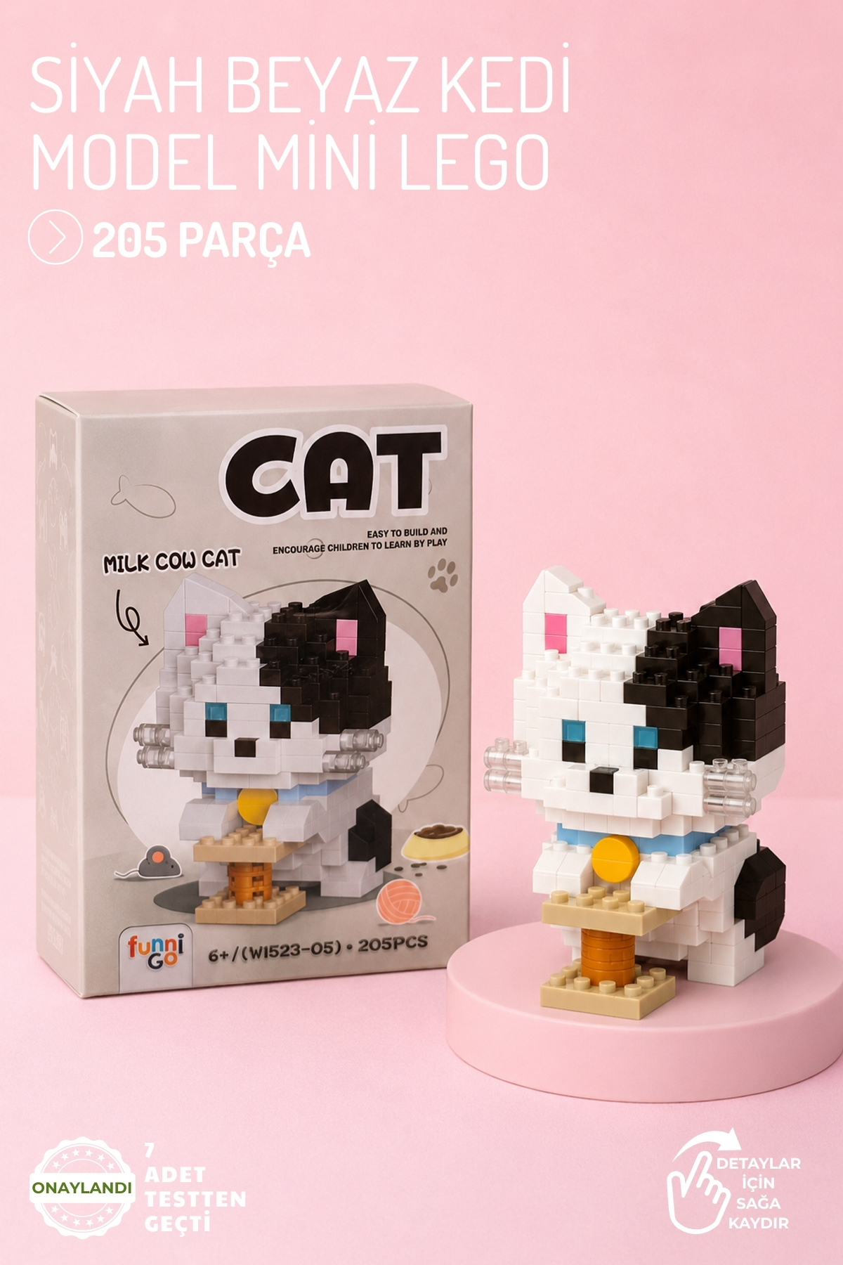 Nandy Home Siyah Beyaz Kedi Model Karakter Figürü 3D Yapı Oyuncakları - 205 Parça