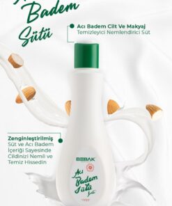 Bebak Acı Badem Cilt Ve Makyaj Temizleyici Nemlendirici Bakım Sütü 215 ml - Görsel 3