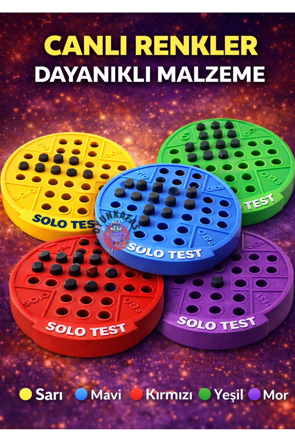OYUNKAFASI 2 Adet Renkli Solo Test Zeka Oyunu / Plastik Peg Puzzle Strateji Oyunu Tek Kişilik