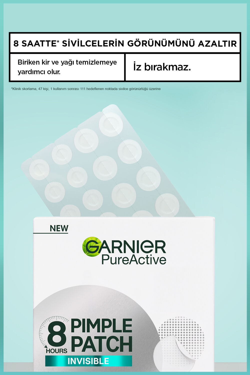 Garnier Pimple Patch 22'li Sivilce Bandı, Hidrokolloid Bant, 8 Saatte Hızlı Etki, Görünmez Akne Karşıtı Bant - Görsel 3