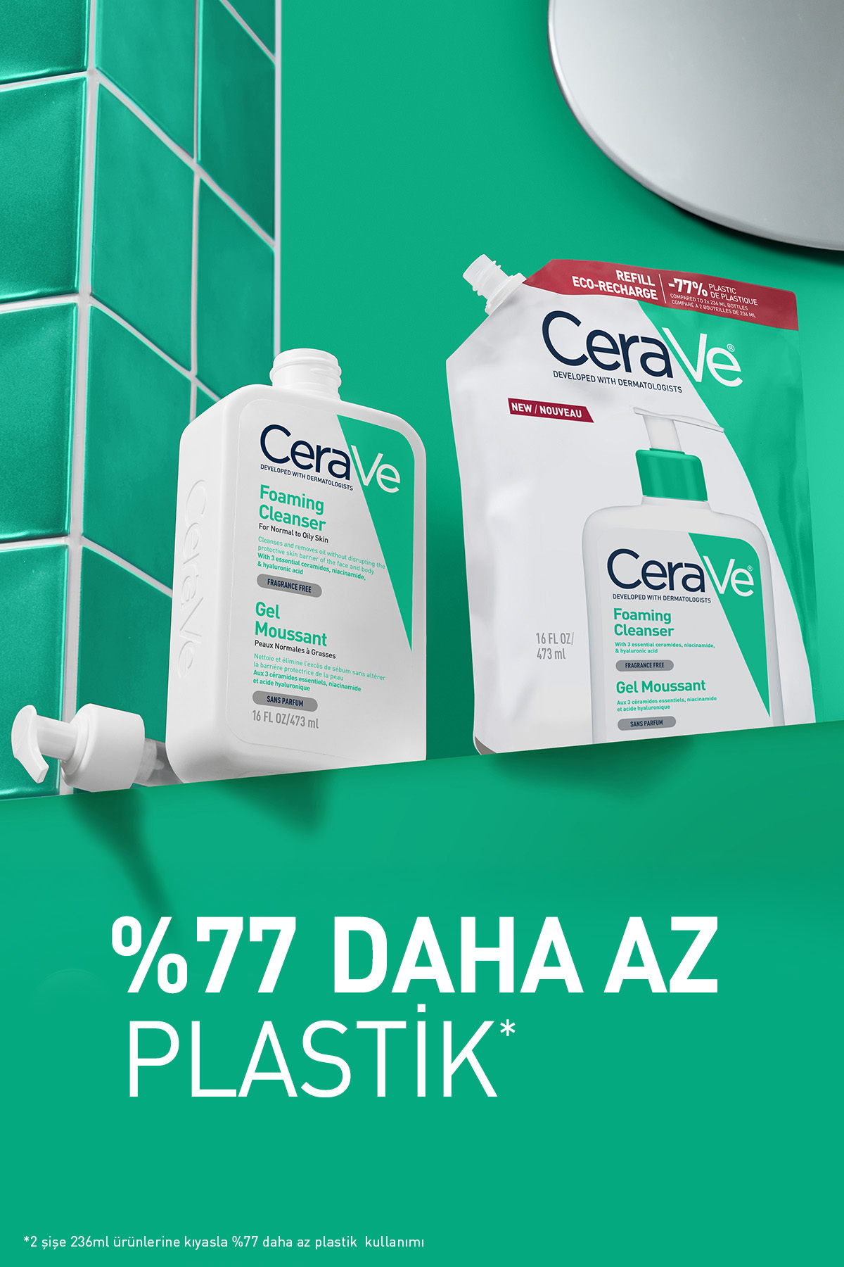 CeraVe NORMAL-KARMA CİLTLER İÇİN NİASİNAMİD İÇERİKLİ KÖPÜREN TEMİZLEYİCİ REFILL YENİDEN DOLUM PAKETİ 473 ML - Görsel 3