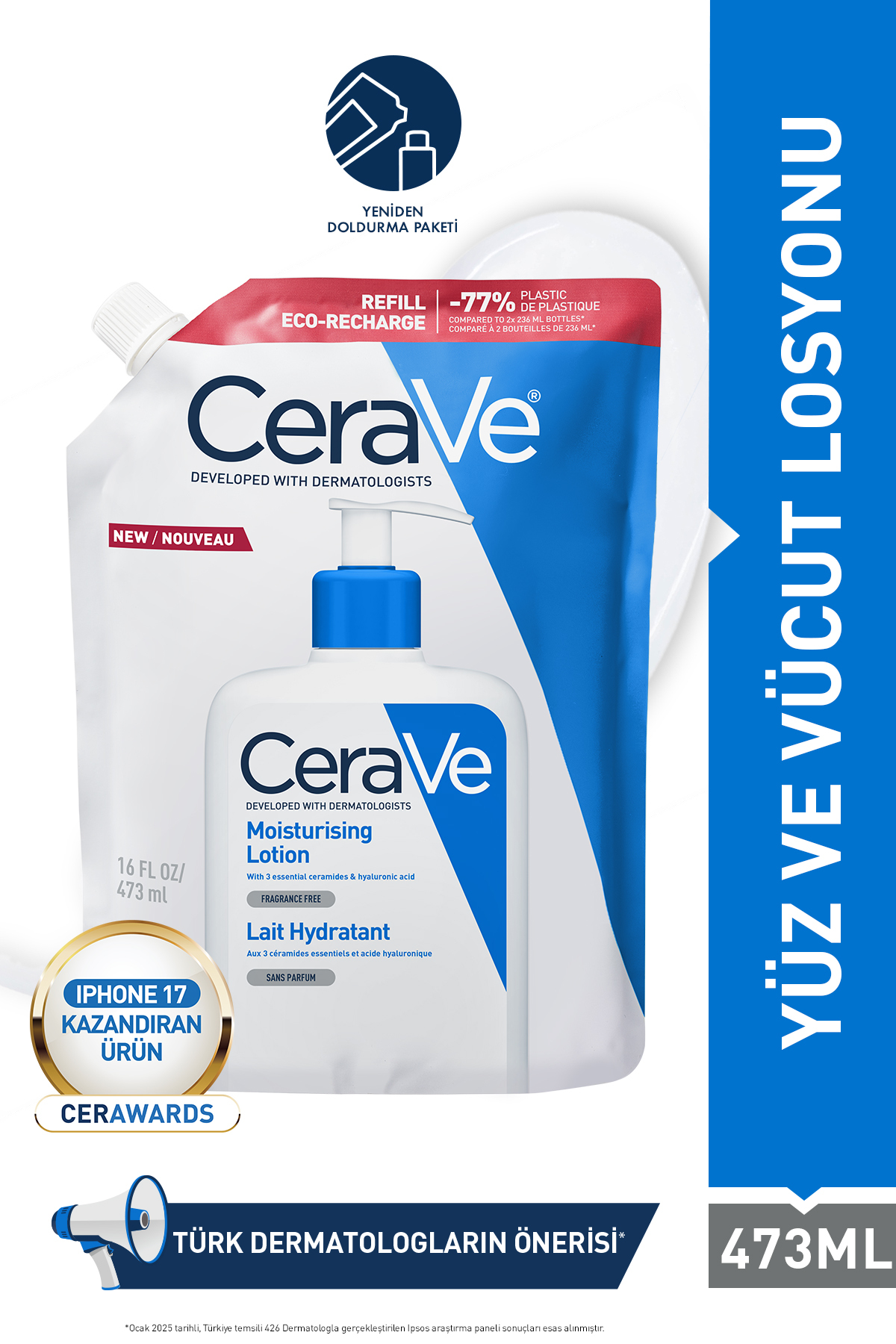 CeraVe Hyalüronik Asit & Seramid İçerikli Nemlendirici Vücut Losyonu REFILL Yeniden Dolum Paketi 473 ML