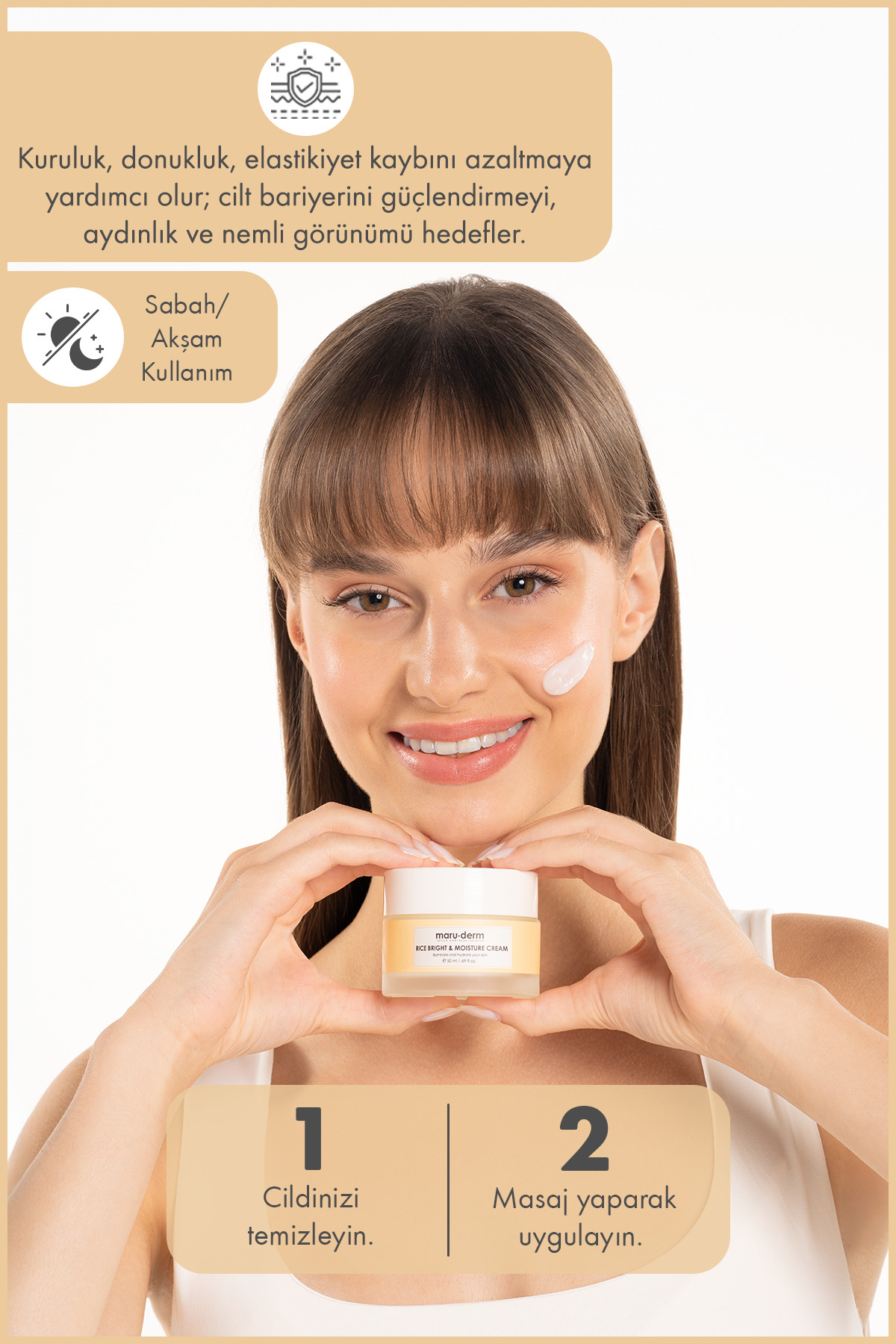 Maru.Derm Pirinç Özlü Aydınlatıcı & Nemlendirici Krem 50 ML - Görsel 3