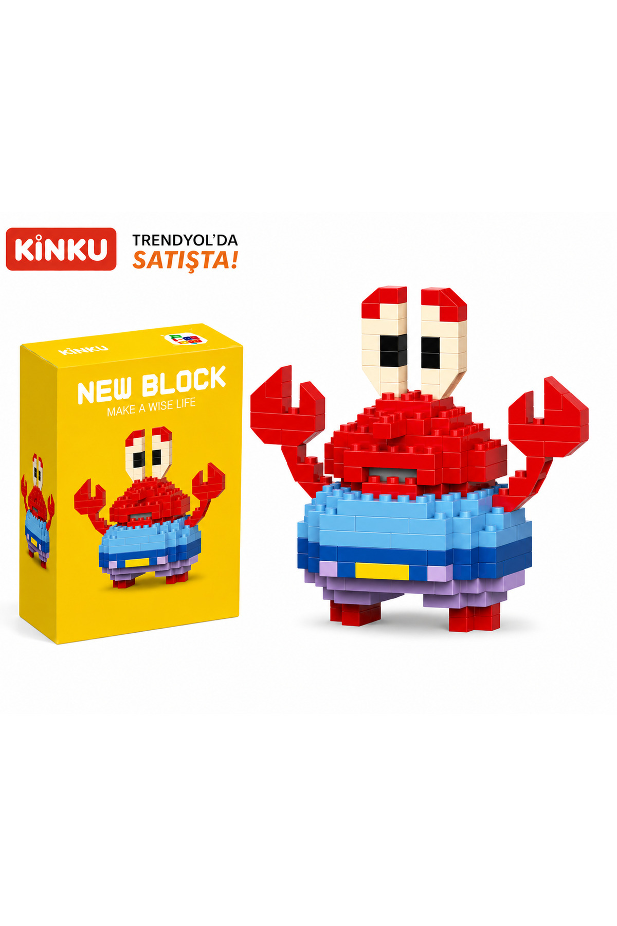 KİNKU New blokc Bay Yengeç Karakteri - Eğitici Oyuncak Yapboz - Orijinal
