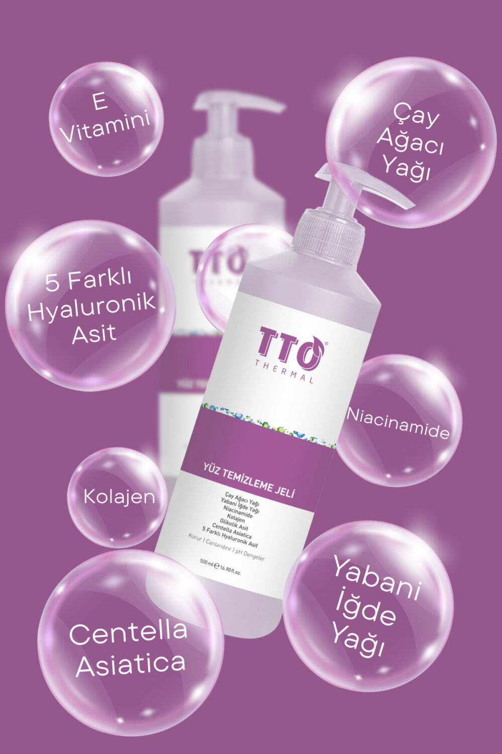 TTO Yüz Temizleme Jeli 500 ml Normal Akneli Rozalı Ciltler İçin Arındırıcı - Görsel 3
