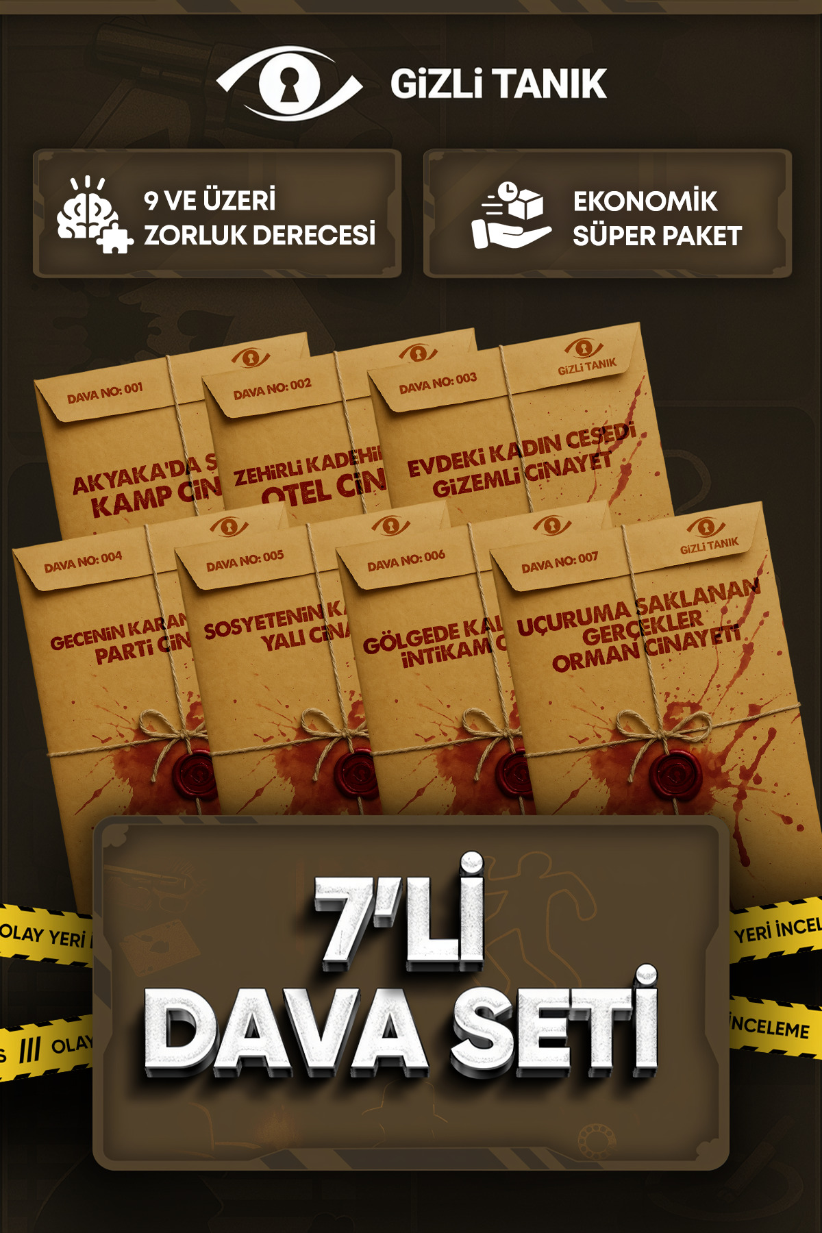 Gizli Tanık Dedektif Oyunu, 7 Dava Tek Paket, Dedektiflik Oyunu, Kutu Oyunları, Cinayet Oyunu, Katili Bulma Oyun