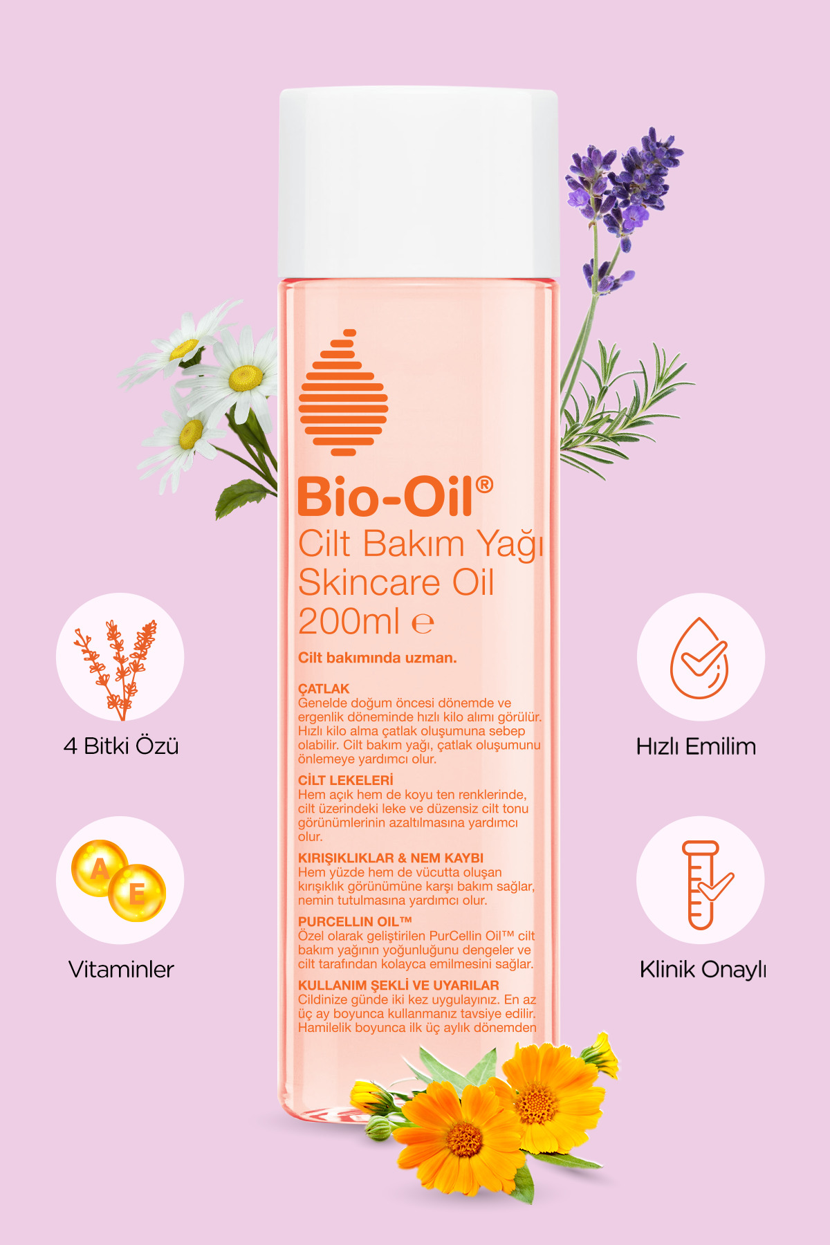 Bio-Oil Çatlak Karşıtı Nemlendirici Cilt Bakım Yağı - Leke Karşıtı Bakım Yağı 200ml
