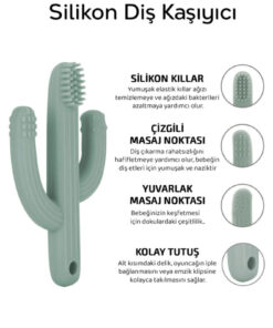 Alternative view of Meleni Baby 2'li Bebek Diş Kaşıyıcı Seti - Silikon Diş Kaşıma Emziği, Kaktüs Silikon Diş Kaşıyıcı - Yeşil