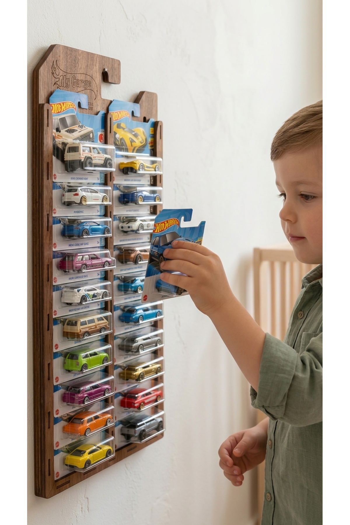 My Kids Room 20 Araba Sergileme Rafı – 20'li Regular Kart Standı | Ahşap Koleksiyon Standı