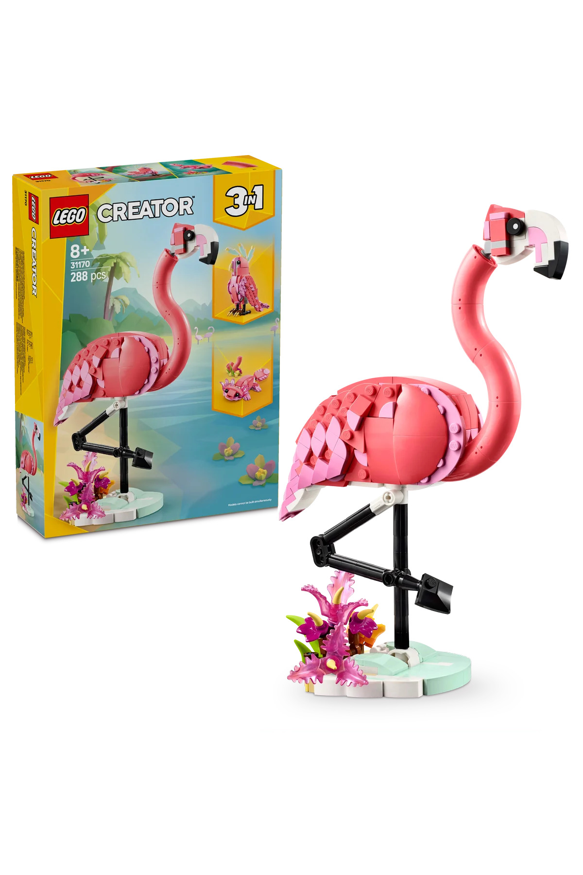 LEGO ® Creator 3’ü 1 Arada Vahşi Hayvanlar:Pembe Flamingo 31170 - 8+ Oyuncak Yapım Seti (288Pr)